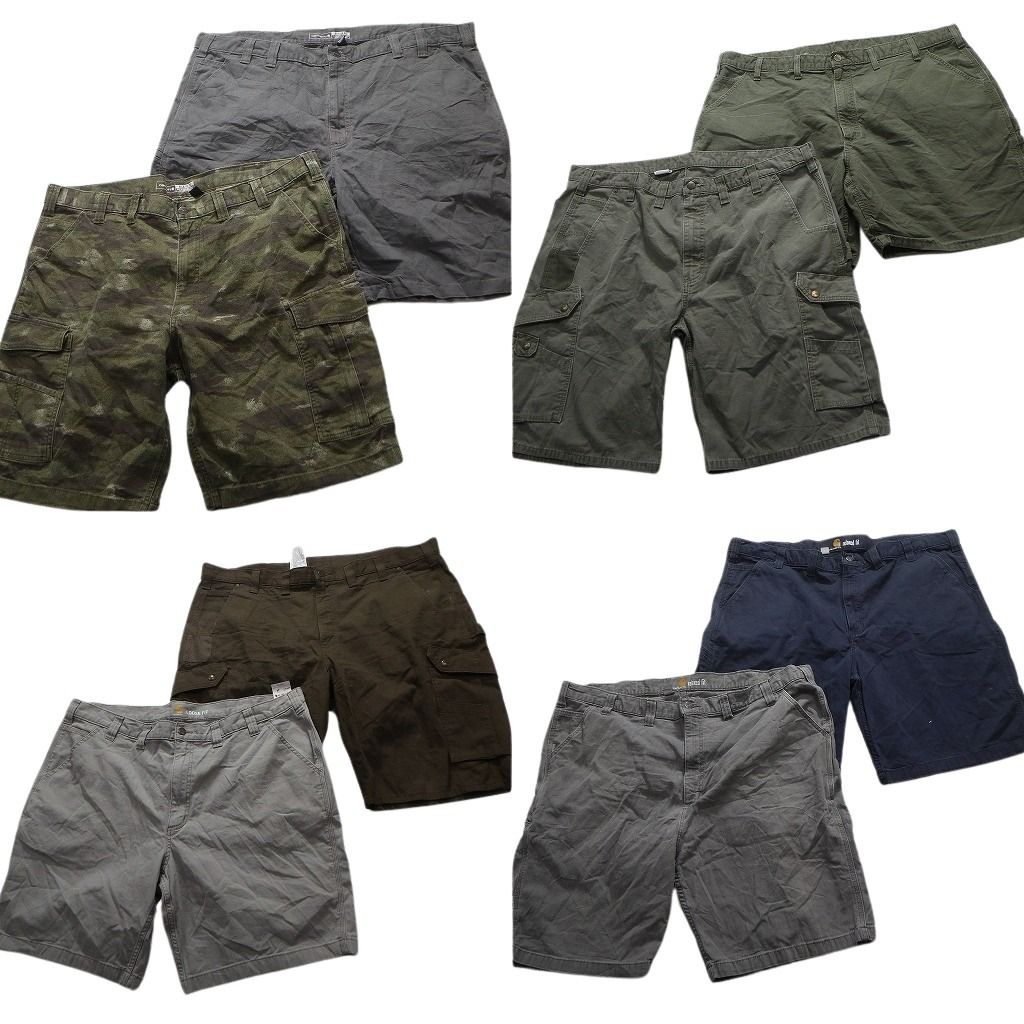 古着卸 カーハート Carhartt ショートパンツ 8枚セット メンズ 46 |47 皮パッチ 迷彩柄 カーゴ ワーク 古着 NA4848