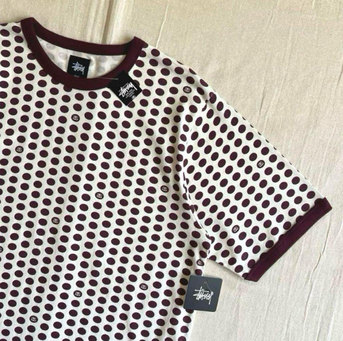 極希少 dead stock タグ付 stussy SSリンク 総ロゴ ドット柄 ポルカ