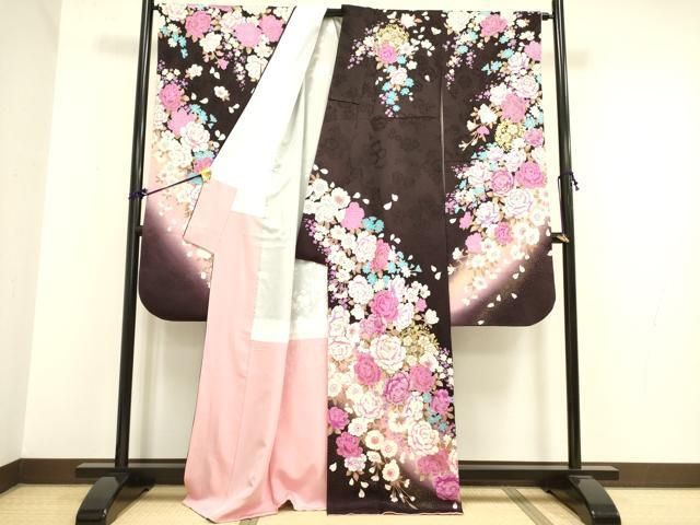 平和屋着物●豪華振袖 牡丹 草花 ラインストーン 暈し染め 金彩 正絹 DAAY2446op