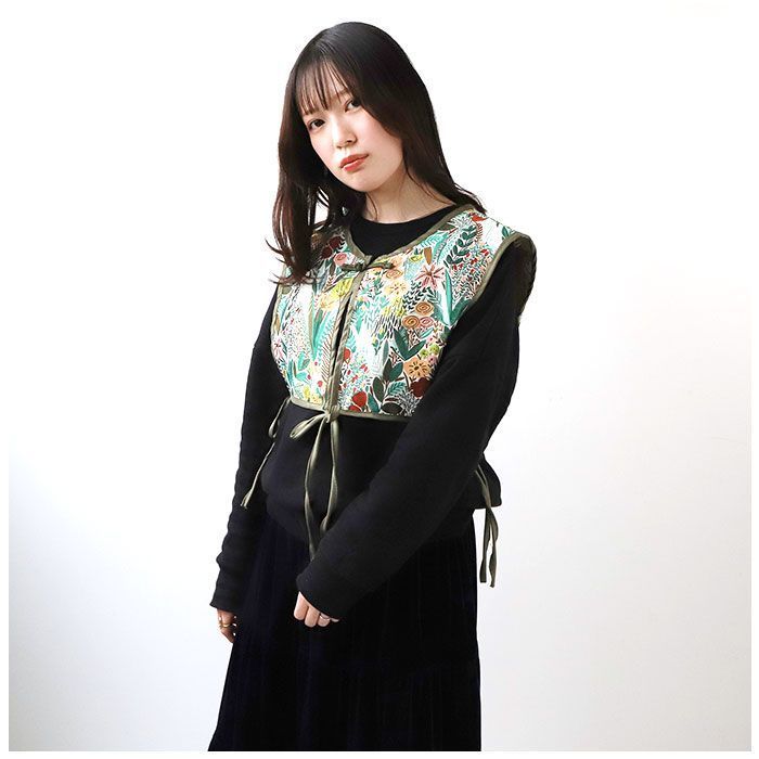 新品 ☆ 刺繍ベスト 総柄 ビスチェ ykpj1033 ビスチェベスト