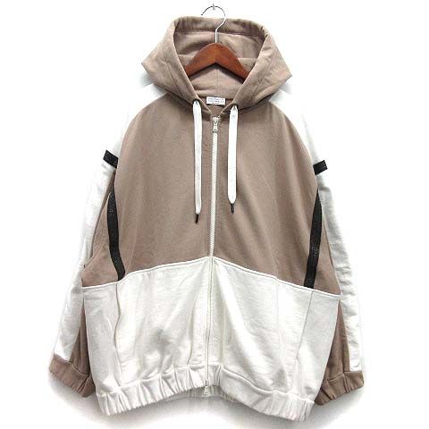 美品　BRUNELLO CUCINELLI ブルネロクチネリ　モニーレ　パーカー 美品✨ブルネロクチネリ モニーレ装飾 ジップアップ フリル