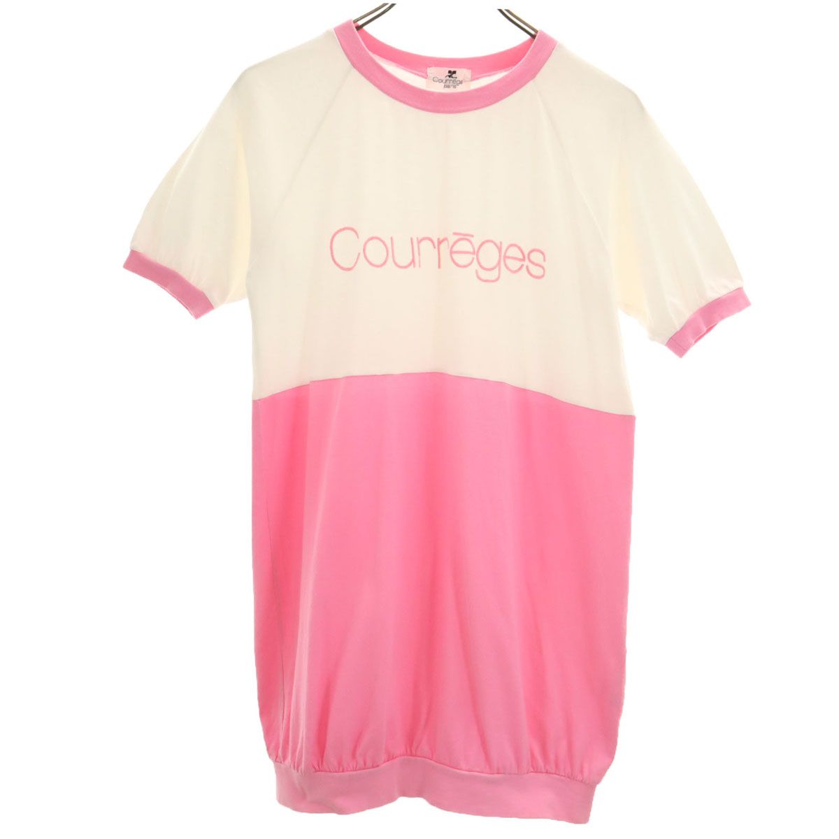 courreges クレージュ 半袖 チュニック Tシャツ M ピンク レディース 