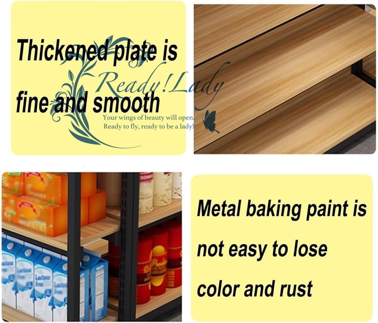 スーパーマーケットの棚 スーパーの棚 小売 陳列棚 販売 パントリー 棚 食材 ディスプレイラック スナックラック 本陳列棚 ドリンク 小さな食べ物 おもちゃ 収納ラック 壁に向かって 組立簡単 Black-a 120x60x130 cm MARWIL-DEMENAGEMENTS_CH