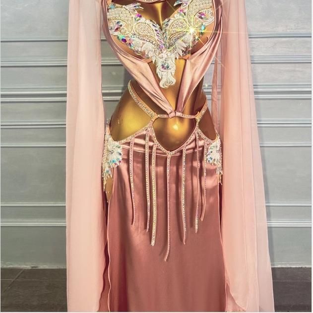 品質保証で、高速配送！ ベリーダンス オリエンタル衣装 トップス スカート オーダーメイド ステージ衣装 スパン ピンク 【在庫限りの大特価】