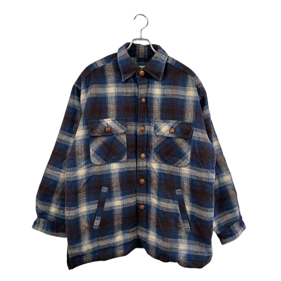 90's    UNIQLO ユニクロ ジャケット チェック ブルー系  ボア裏地   メンズ サイズ L ヴィンテージ 8 単