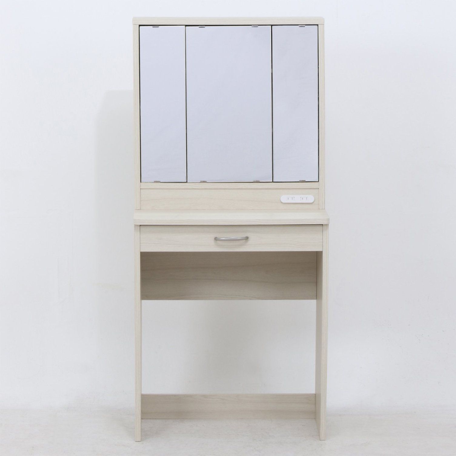 三面鏡ドレッサー メルル スツール付き ホワイト 木目調 鏡台