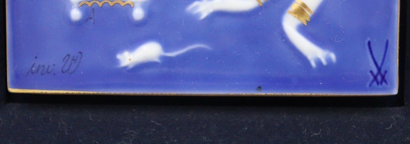 マイセン　MEISSEN　青のメルヘンシリーズ　狼と七匹の子ヤギ　陶板画 マイセン MEISSEN 青のメルヘンシリーズ 狼と七匹の子ヤギ 陶板