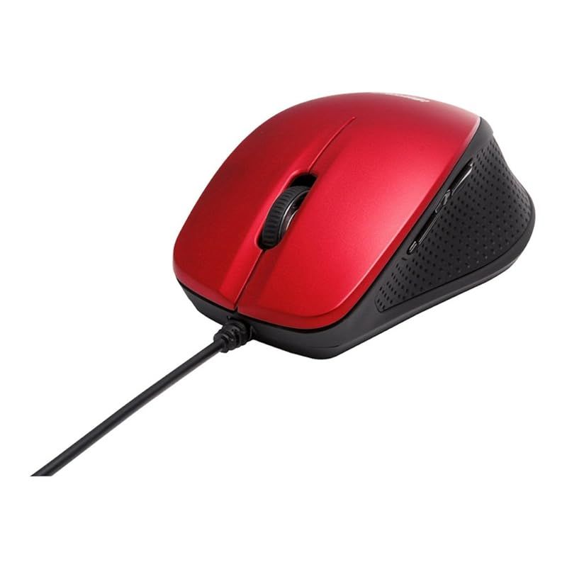 BUFFALO 有線BlueLEDマウス 静音/5ボタンタイプ レッド BSMBU19RD