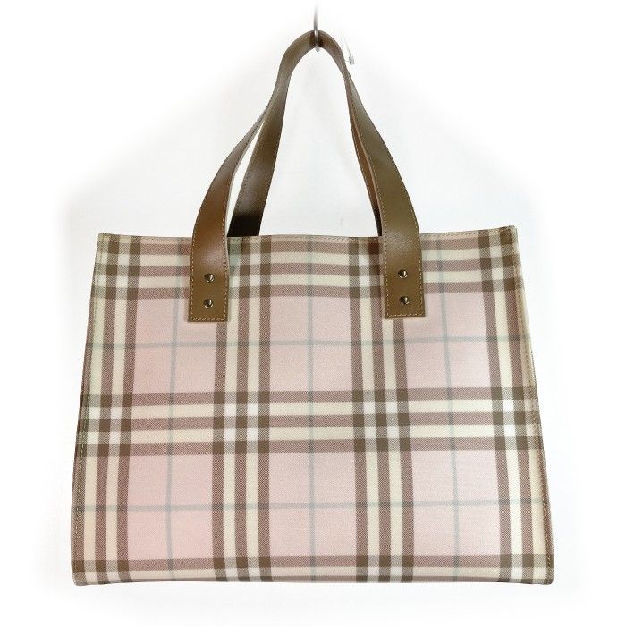 ☆BURBERRY LONDON バーバリー ノバチェック PVC×レザー ハンドバッグ ピンク - メルカリ