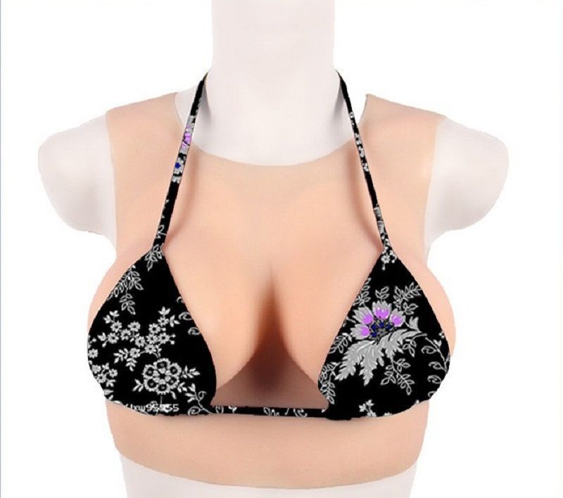 新入荷 上質シリコンバスト ロアネック 丸い襟 シリコン胸 液体シリコン充填 人工乳房コスプレ女装 偽胸 仮装 女装バスト変装Cカップ 肌色