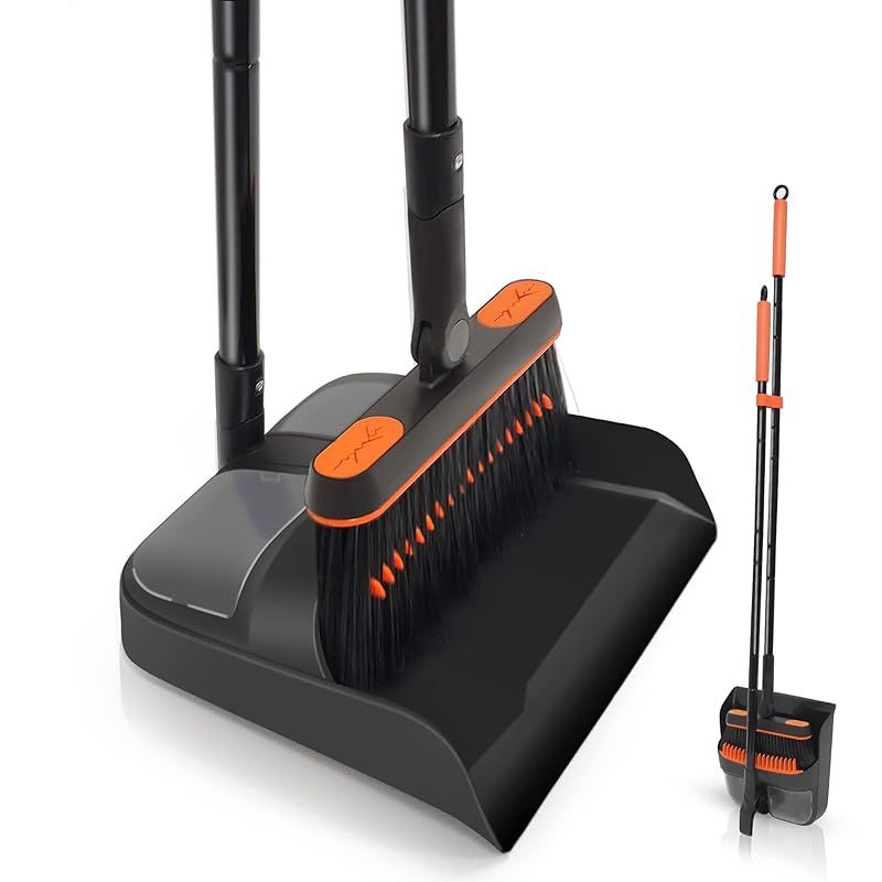 JEHONN ほうきとちりとりセット 家庭用 ロングハンドル 軽量 180度回転ほうきセット 屋内 直立型 櫛歯付き 店舗スイープセット 部屋 キッチン オフィス ロビー用
