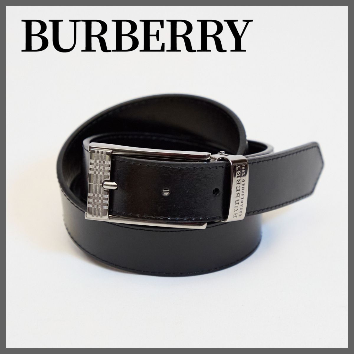 【美品】BURBERRY バーバリー レザー メンズ　ベルト　黒　イタリア製 美品 BURBERRY レザーベルト 黒 4.7cm 65cm±3 n74 - メルカリ