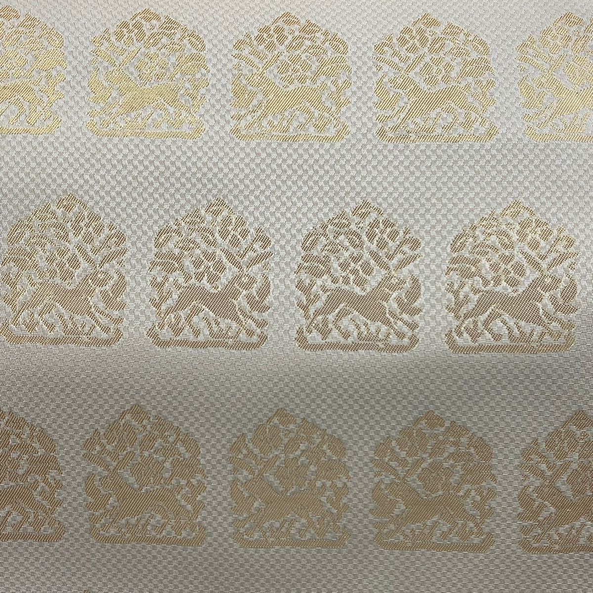 袋帯 龍村美術織物 落款 龍村錦 花兎瓦燈文 ベージュ 全通 正絹