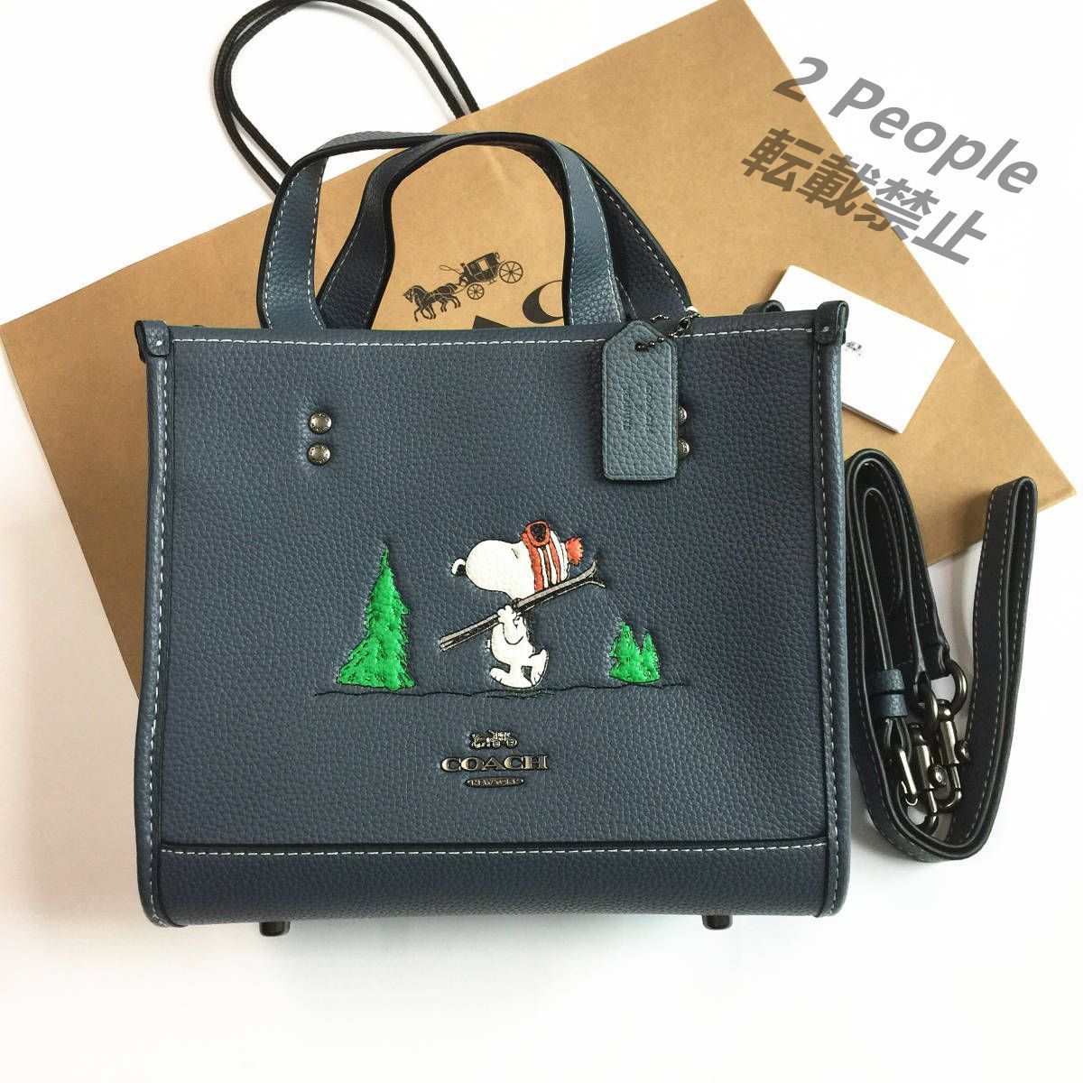 コーチ COACH バッグ CE849 Coach x Peanuts スヌーピーコラボ トートバッグ ショルダーバッグ ハンドバッグ ブルー -  メルカリ