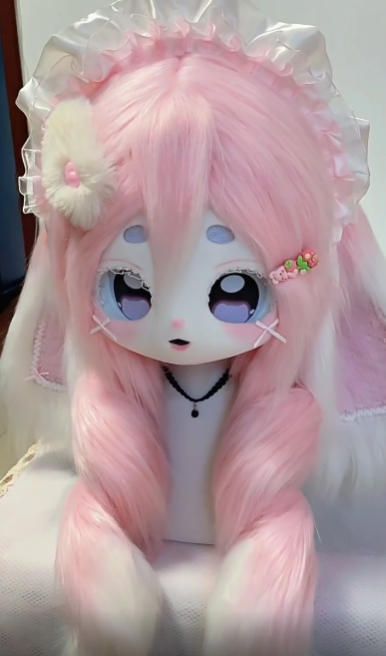 着ぐるみヘッド kigurumi NO.168 うさぎ ピンク 垂れ耳 ファースーツ 全頭ヘッド ケモノ マスク ぬいぐるみ コスプレ コスチューム