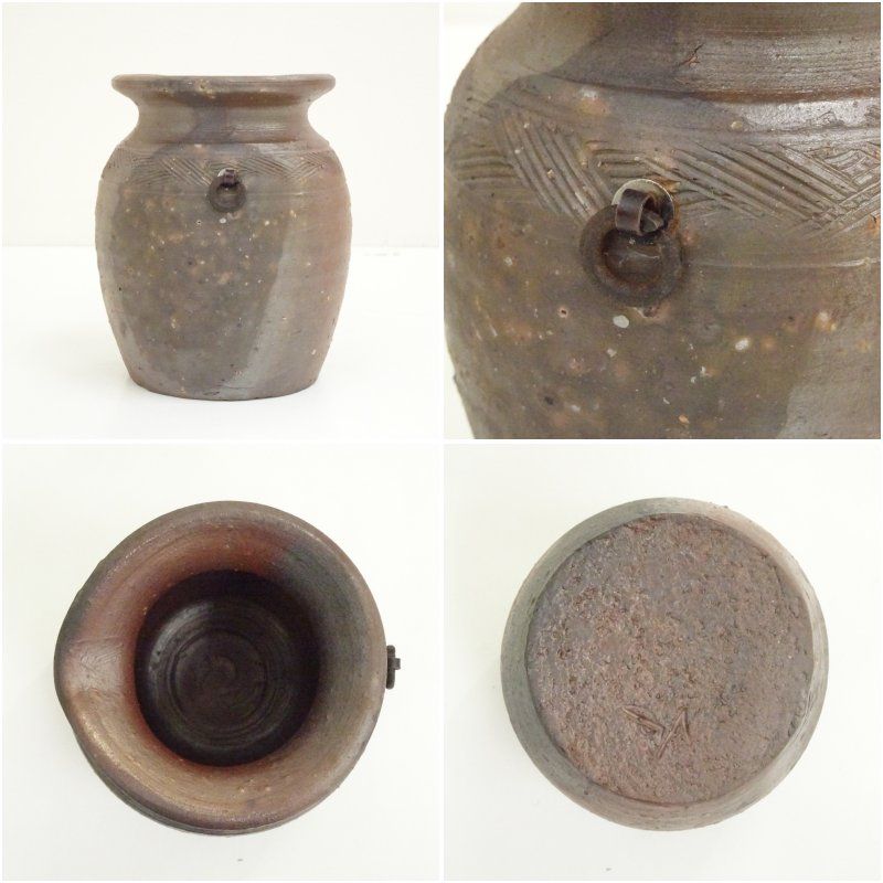 備前焼 山本出造 掛花入（共箱）花入れ 茶道 茶道具 花瓶 花器
