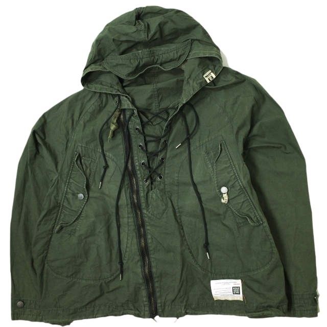 MAISON MIHARA YASUHIRO メゾン ミハラヤスヒロ 22SS 日本製 Front Lace-Up Military Jacket フロントレースアップ ミリタリージャケット A08BL041 46 Olive アウター【MAISON MIHARA YASUHIRO】