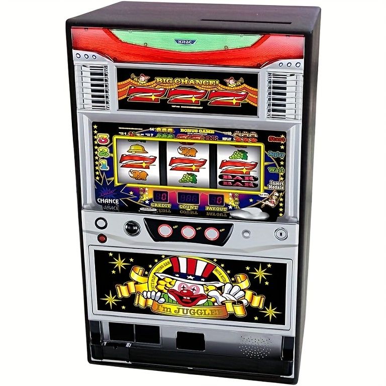 暗闇で光る ジャグリングクラウン スロットマシン貯金箱 ABS＆アイアン製 選べる ユニークなデザインで楽しく貯金 18歳以上対象 s ブラック