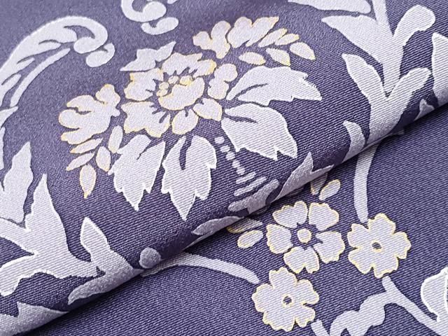 平和屋本店□極上 長羽織 三眠蚕 まるまん 花唐草文 金銀彩 反端付き