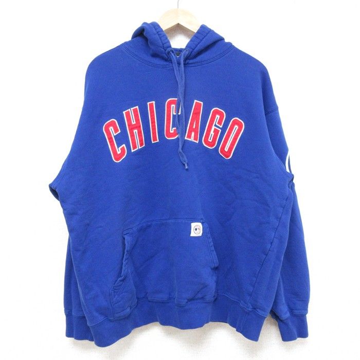 XL/古着 長袖 スウェット パーカー メンズ MLB シカゴカブス 青 ブルー メジャーリーグ ベースボール 野球 25feb13 中古 スエット トレーナ