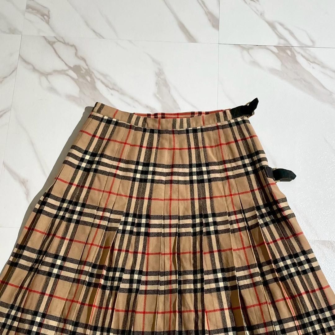 Burberrys ノバチェック柄 プリーツ巻きスカート 38 ビンテージ バーバリーノバチェックプリーツ 巻きスカート サイズ38