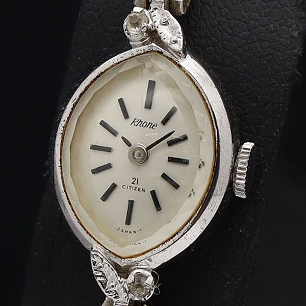 CITIZEN トライアングル 手巻き時計 シチズン 手巻き 511074-TA Rhone カットガラス シルバー文字盤