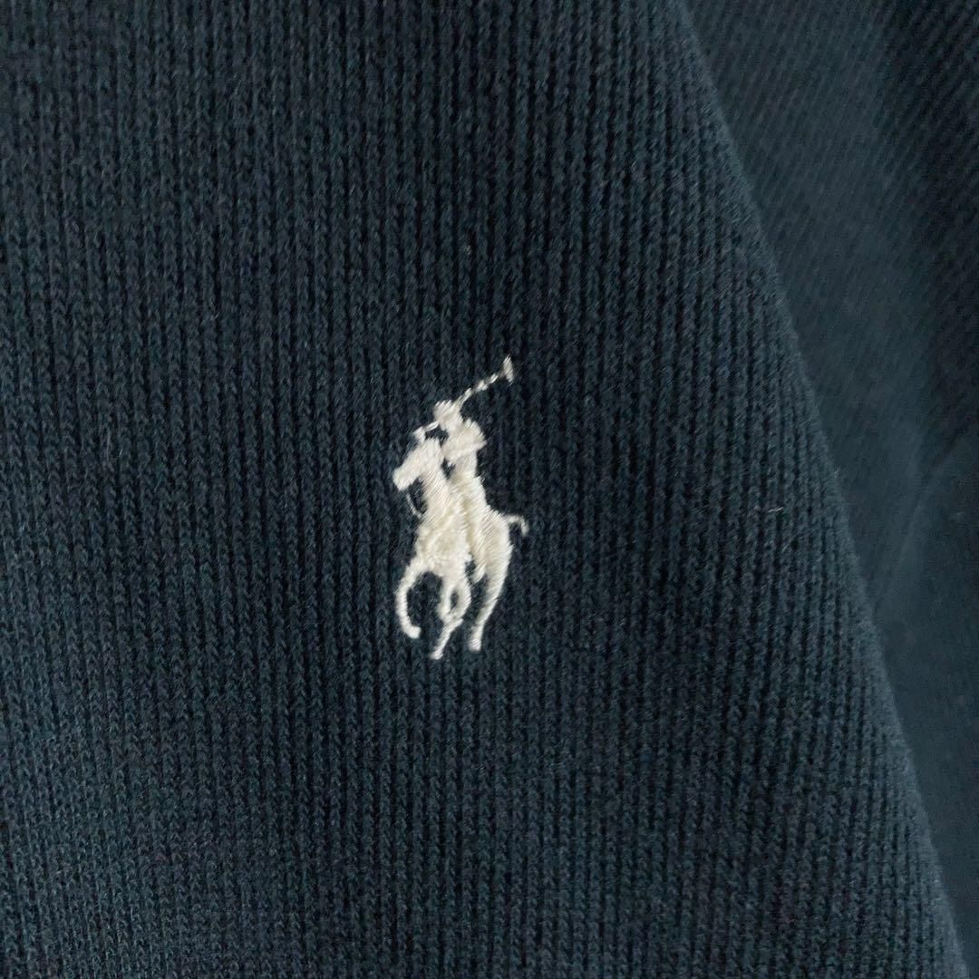 XLサイズ】RALPH LAUREN ハーフジップスウェット 刺繍ロゴ 黒