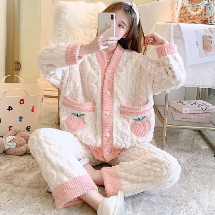 大人気! あったか可愛い もこもこパジャマ ルームウェアセット chitt662043.jpg