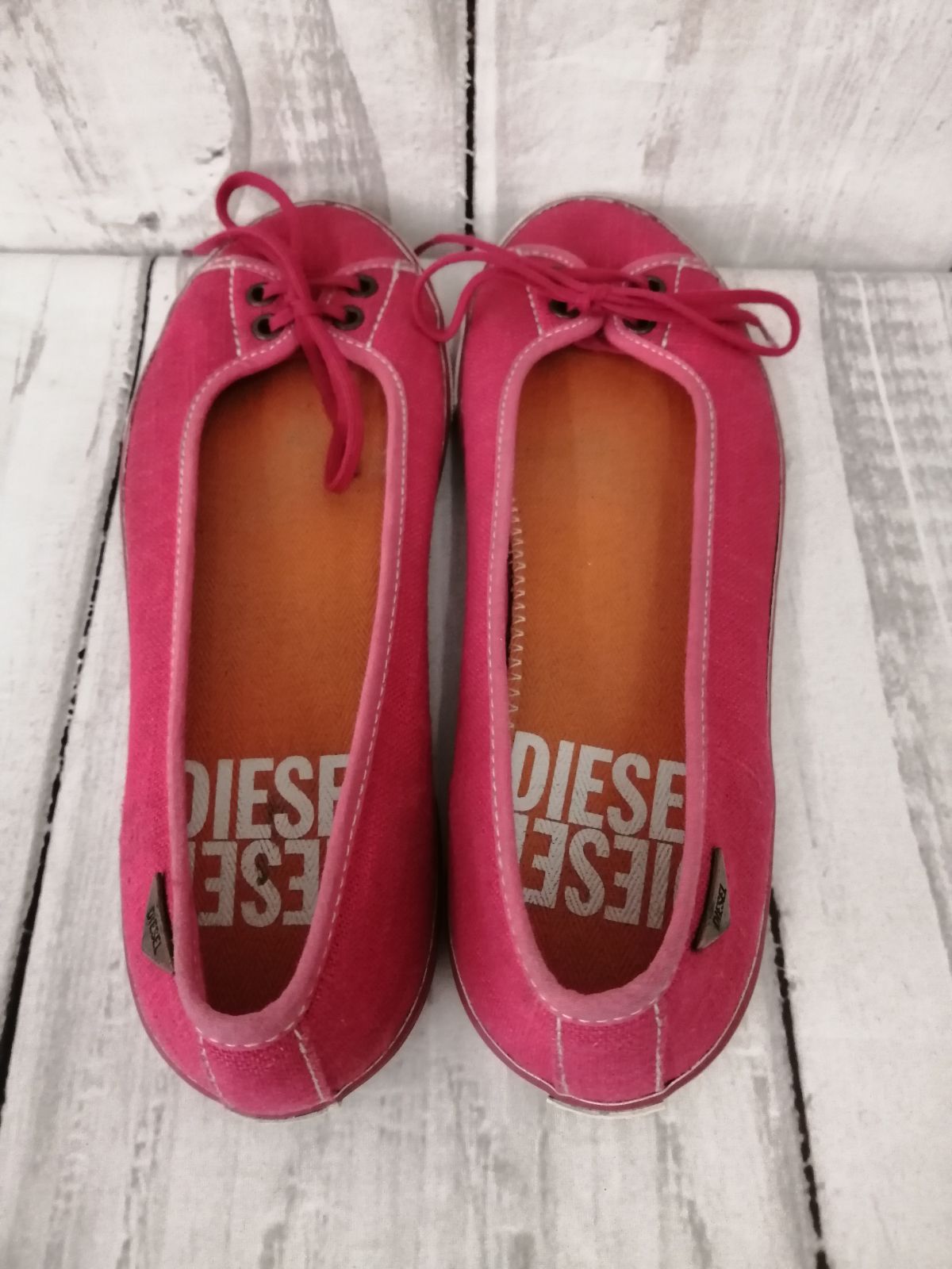 DIESEL ディーゼル / サイズ:24センチ / フラットシューズ / RN93243 / ショッキングピンクカラー×オレンジカラー / レースアップ / バレエシューズ / バックヤード / 1032