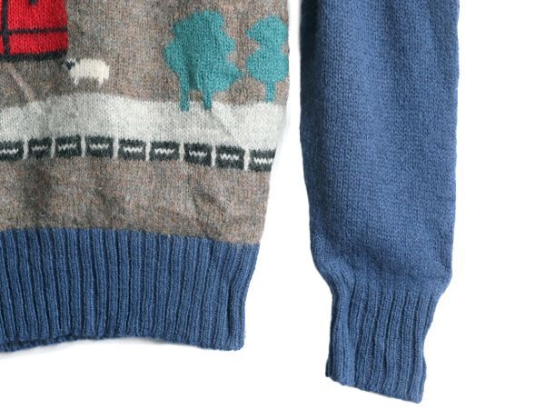 WOOLRICH - 80s ウールリッチ ヒツジ 絵柄 デザイン ニット セーター レディース M 古着 80年代 ヴィンテージ 紺タグ Woolrich ウール アニマル 旧タグ お得なクーポン配布中!】 80s ウールリッチ ヒツジ 絵柄