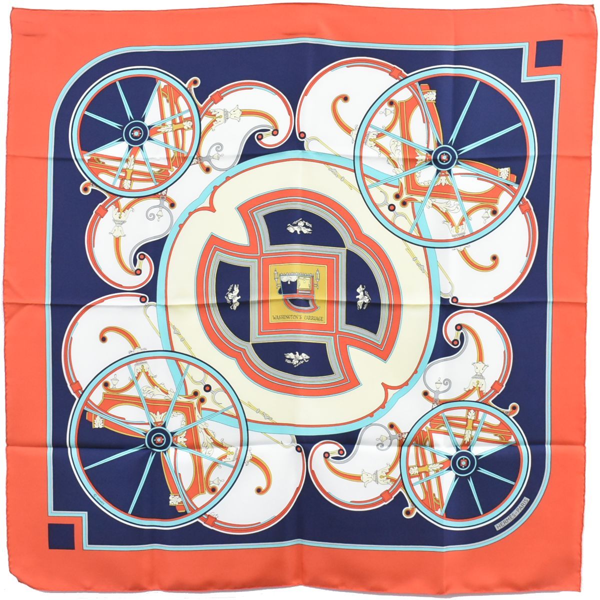 本物 エルメス HERMES スカーフカレ カレ90 WASHINGTON'S CARRIAGE