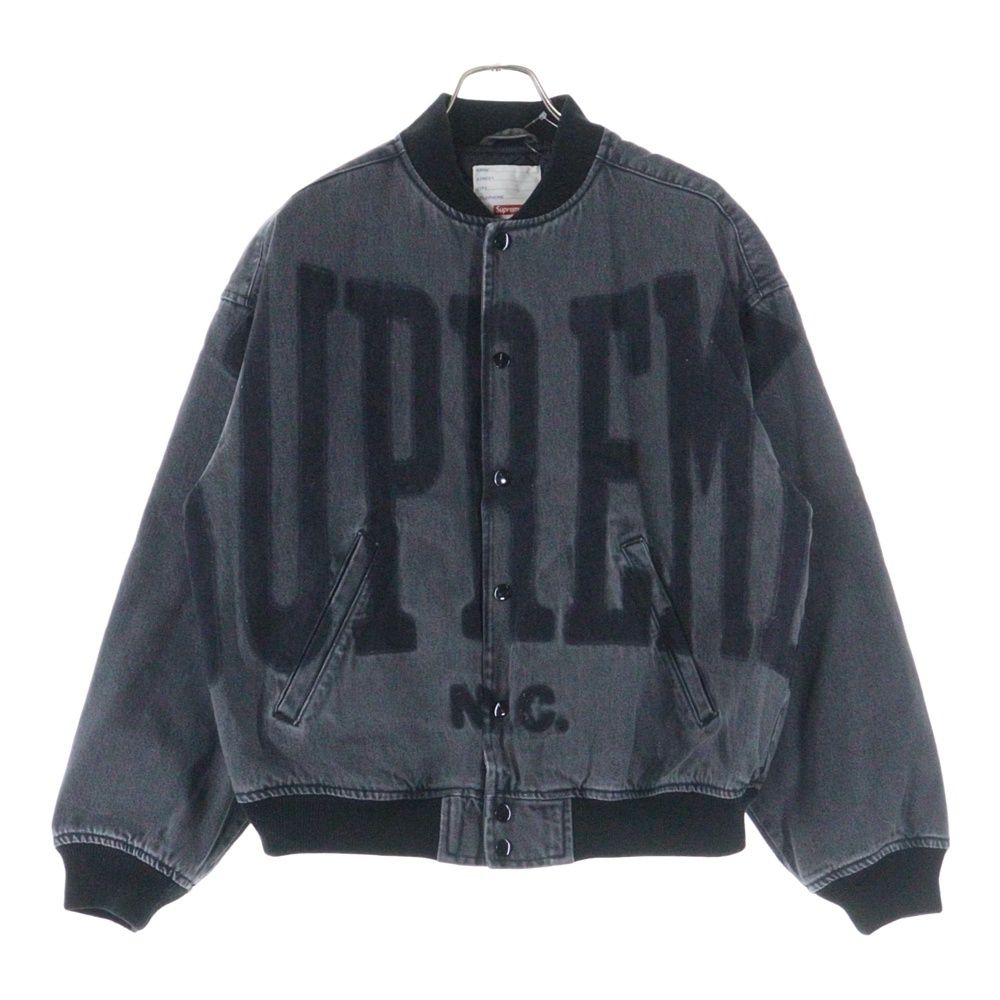 SUPREME シュプリーム 23SS Washed Knockout Denim Varsity Jacket ウォッシュド ノックアウト デニム バーシティジャケット ブルゾン ブラック