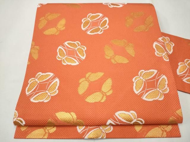 平和屋着物○桝屋高尾 九寸名古屋帯 舞蝶文 金糸 正絹 逸品