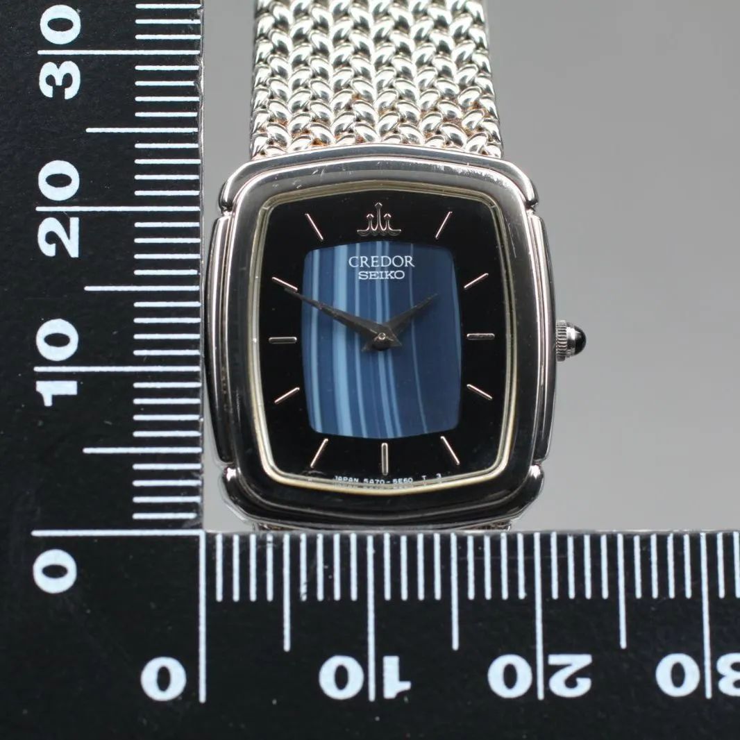 194 【美品 稼働】 Seiko Credor 5A70-3C40 Blue Silver セイコー