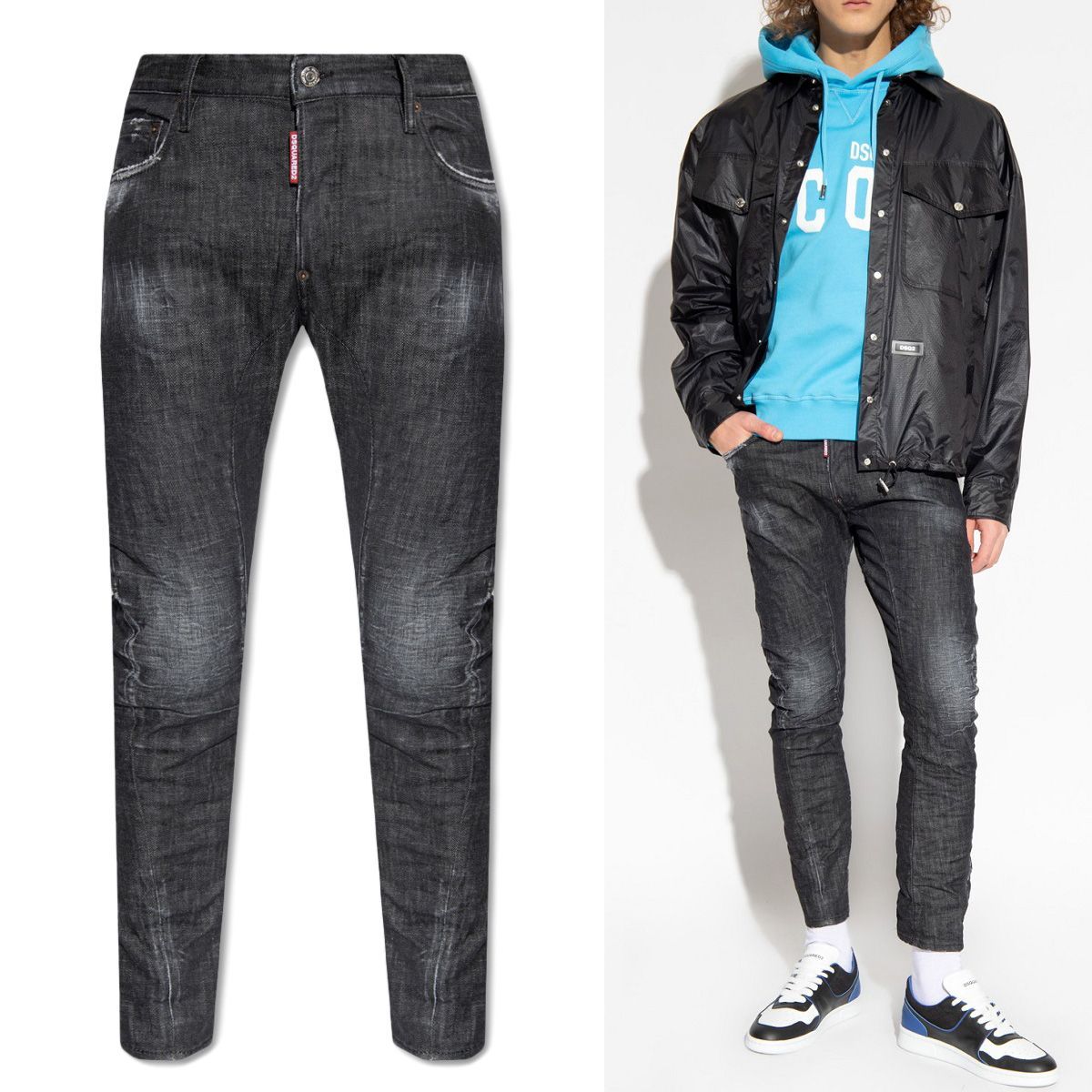 送料無料 DSQUARED2 ディースクエアード S74LB1226 S30357 ブラック TIDY BIKER JEAN デニム ジーンズ size 50