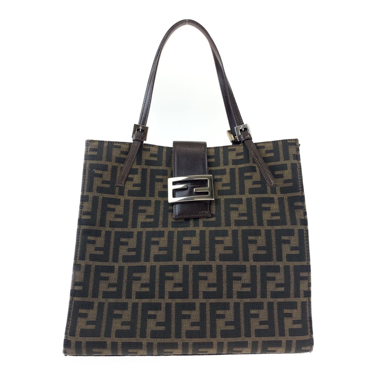 美品 FENDI フェンディ ズッカ ハンドバッグ トートバッグ キャンバス FENDI フェンディ ヴィンテージ ズッカ柄 ブラウン キャンバス トート