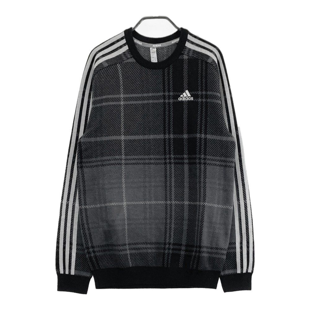 サイズ：M ADIDAS GOLF アディダスゴルフ 2022年 ニットセーター チェック柄 ブラック系 [240101424676] ゴルフウェア メンズ ストスト サイズ：M ADIDAS GOLF アディダスゴルフ 2022年 ニットセーター