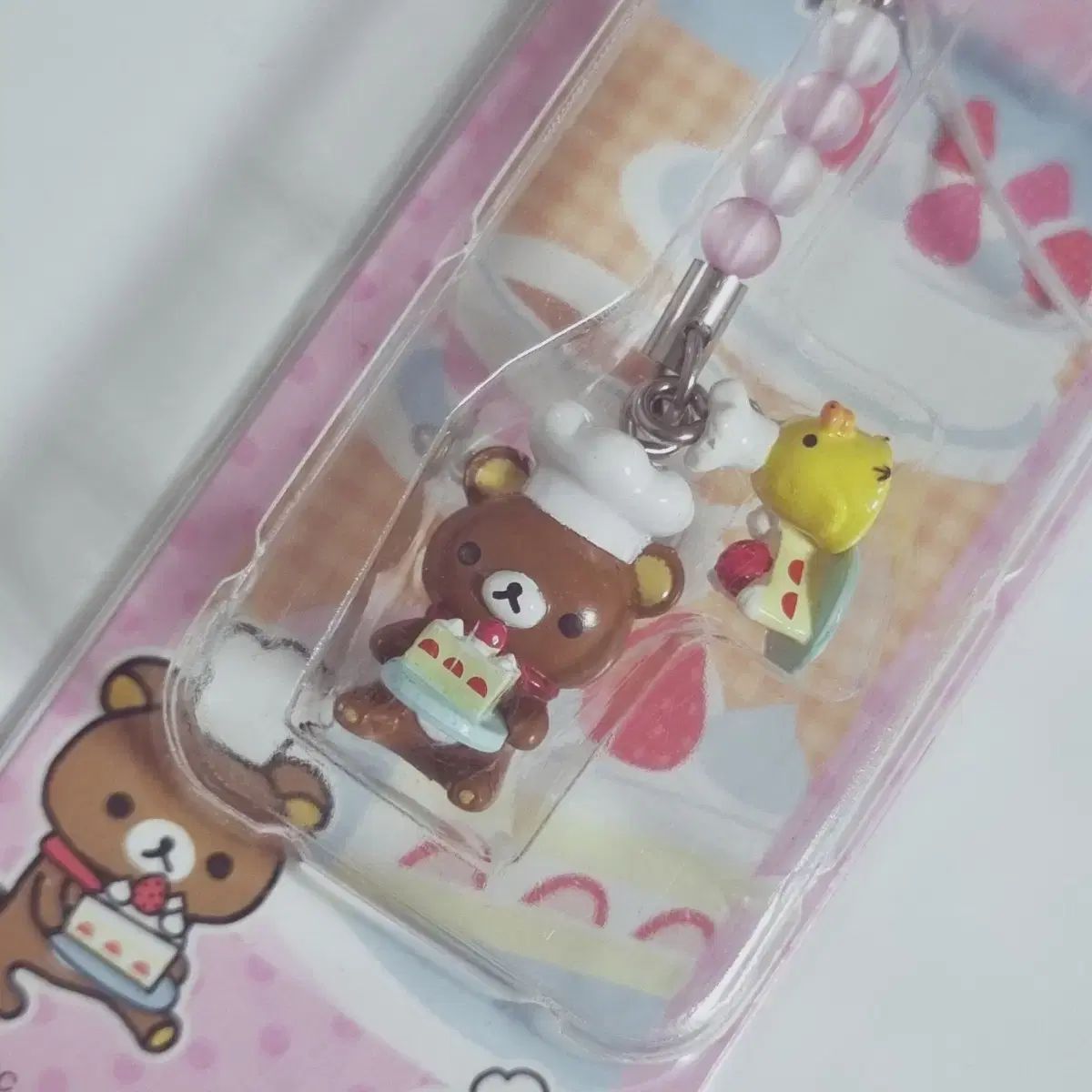 レトロ リラックマ 箱型 ストラップ キーホルダー グッズ デザート ストロベリーケーキ