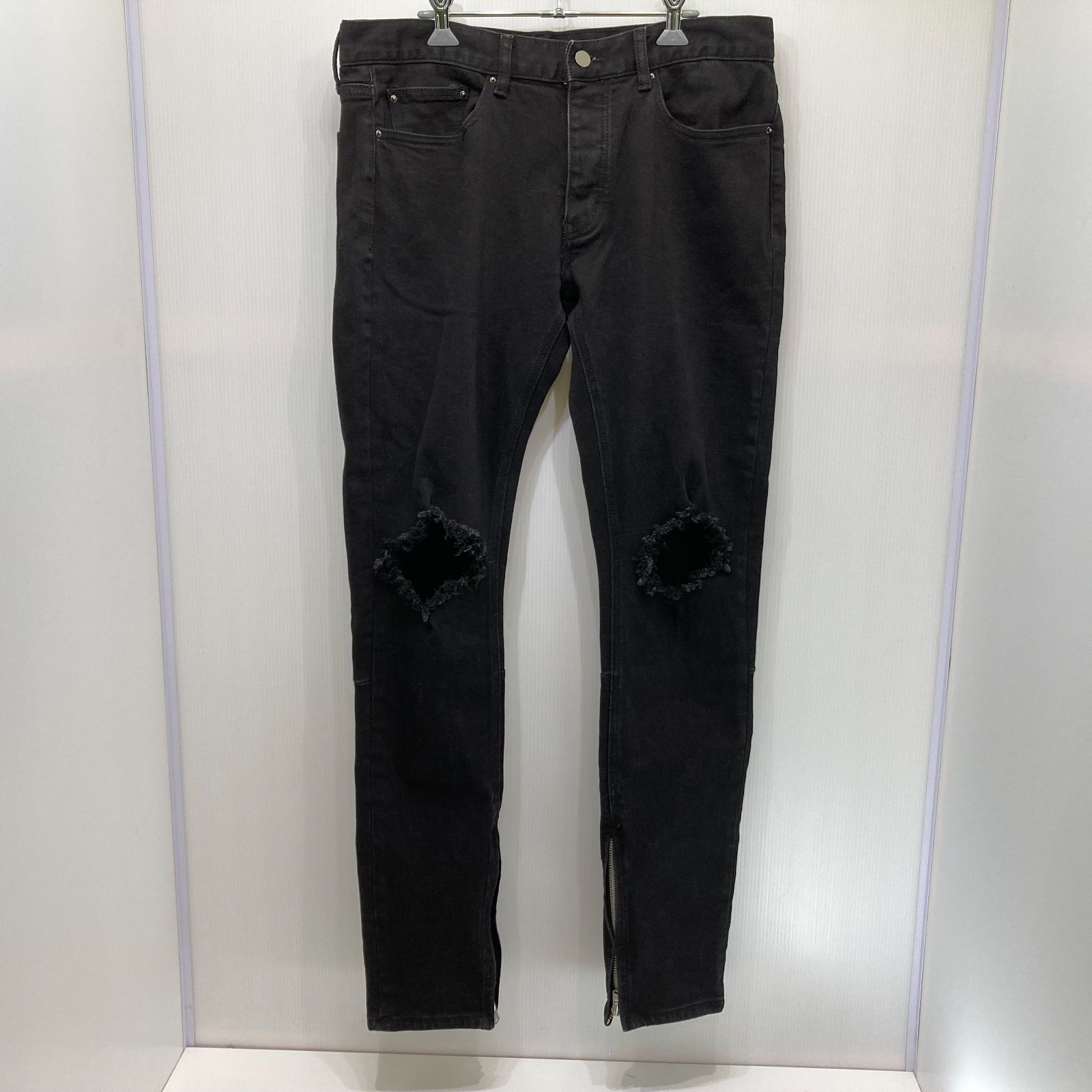 mnml ダメージデニムパンツ サイドジップ RN139488 ブラック 34 - メルカリ