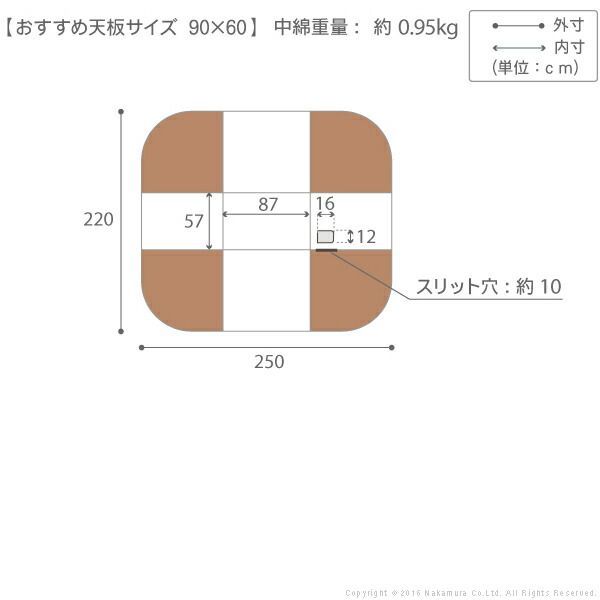 省スペースお手入れラクラクダイニングこたつ用掛布団-ブランチ 90x60cmこたつ用