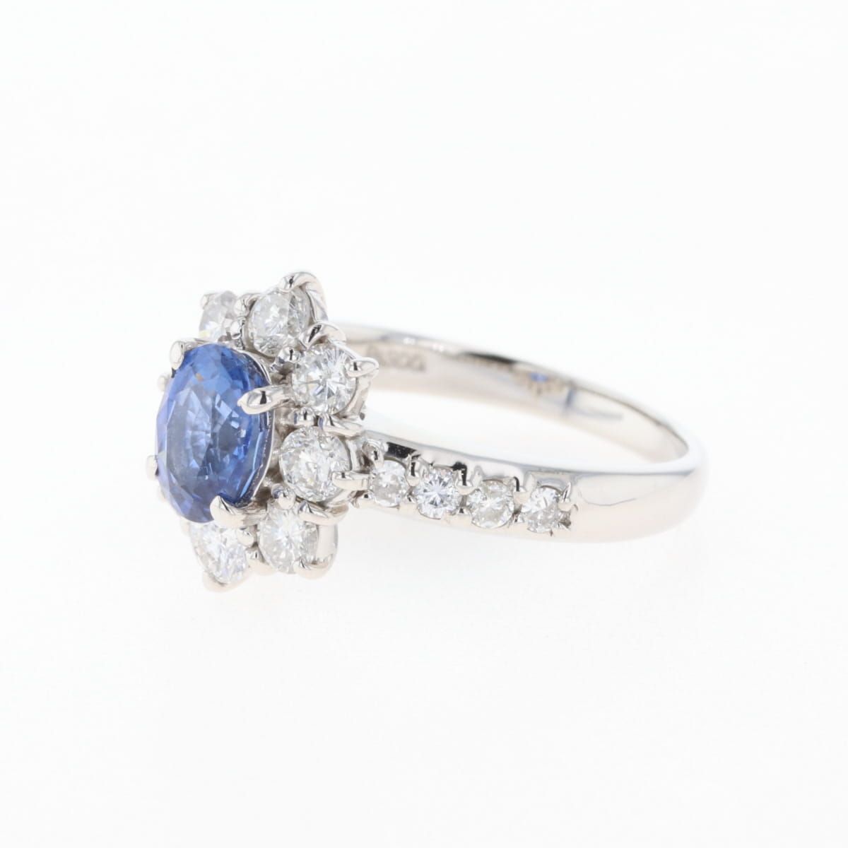 サファイア デザインリング プラチナ メレダイヤ 指輪 リング 7号 Pt900 サファイア ダイヤモンド レディース 中古 ラッピング可