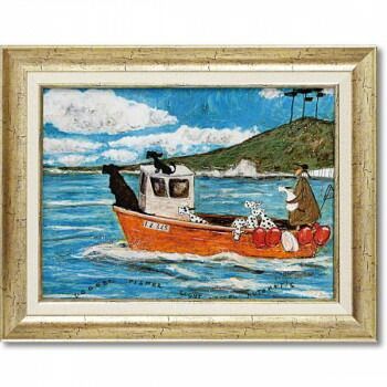 ユーパワー Sam Toft サム トフト アートフレーム 犬と釣り人と小さな船 ST-08022