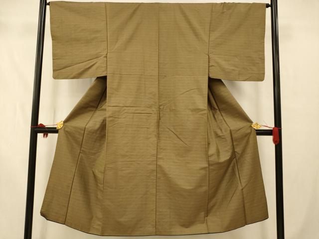 平和屋着物男性　紬　横段文　正絹　逸品　AAAZ7914fw