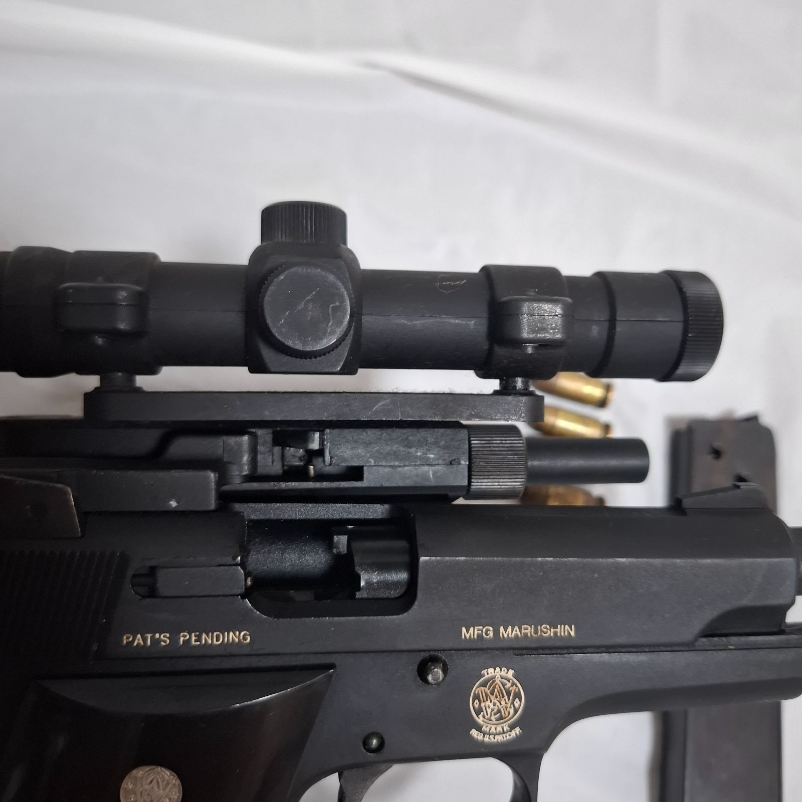 現状品 MFG MARUSHIN S&W MARK1 スコープ 弾薬4個付 - メルカリ