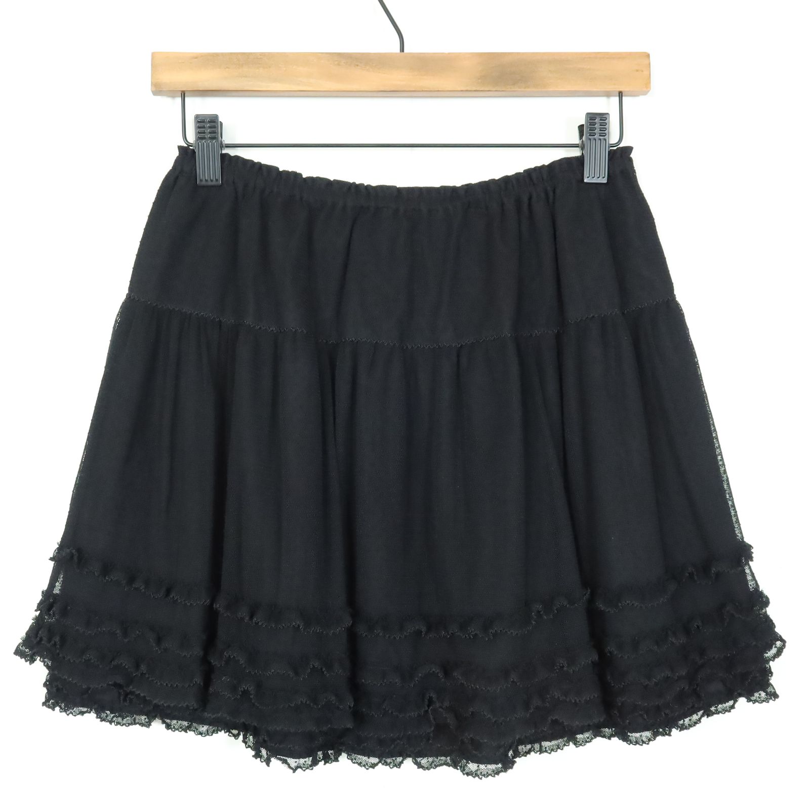 美品　ピンクハウス　ドット柄フリルスカート 黒 美品 ピンクハウス ドット柄フリルスカート 黒 水玉プリントフリル