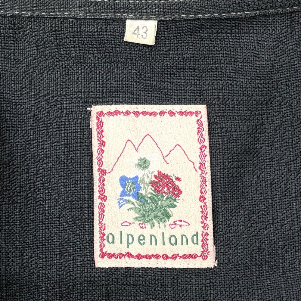 メンズalpenland チロリアン シャツ ロングスリーブ テンセル 長袖 花 刺繍 サイズ：43 ブラック