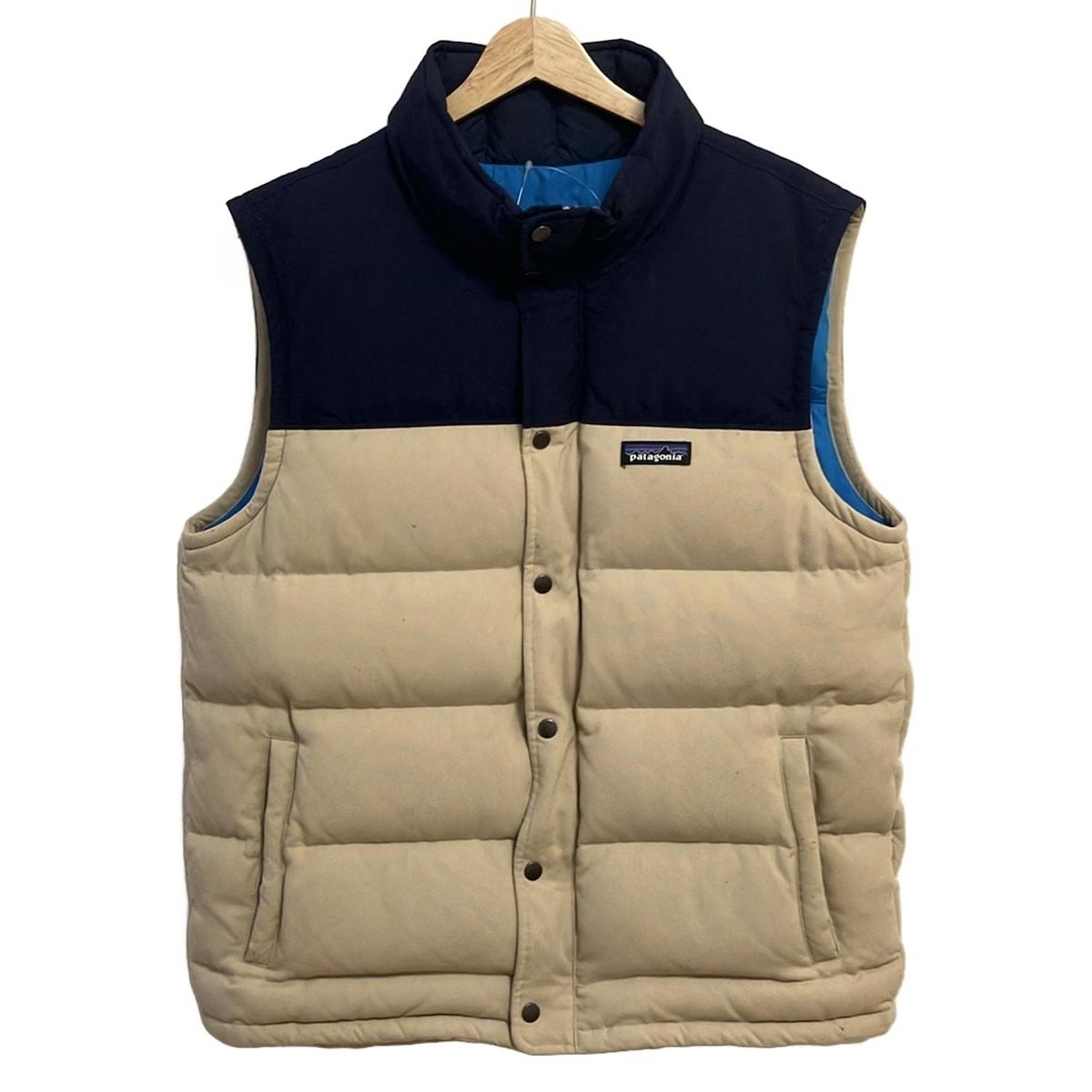 ネイビー ベージュ ダウンベスト Patagonia ダウンベスト S ネイビー