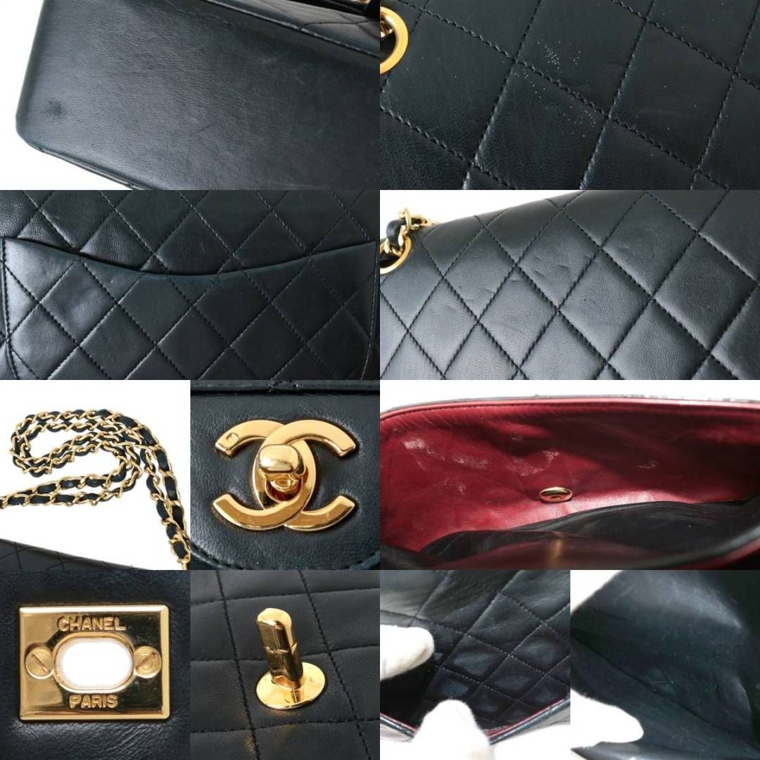 値下げ！シャネル 美品 マトラッセ　ラムスキン ダブルチェーン ショルダーバッグ CHANEL/シャネル マトラッセ チェーンショルダーバッグ ダブルフラップ
