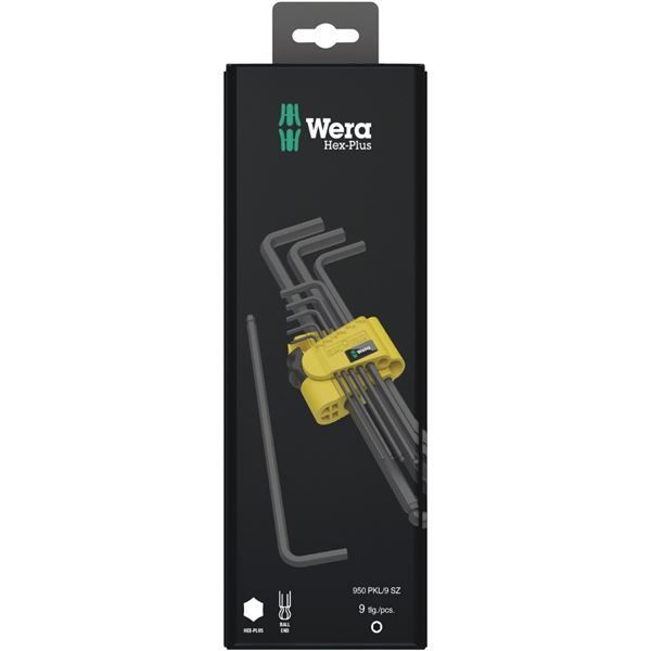 WERA ヴェラ 9本組 Hex-Plus インチサイズ BlackLaser ボールポイント付 L型 六角棒レンチ セット ホルダー付 133180 工具