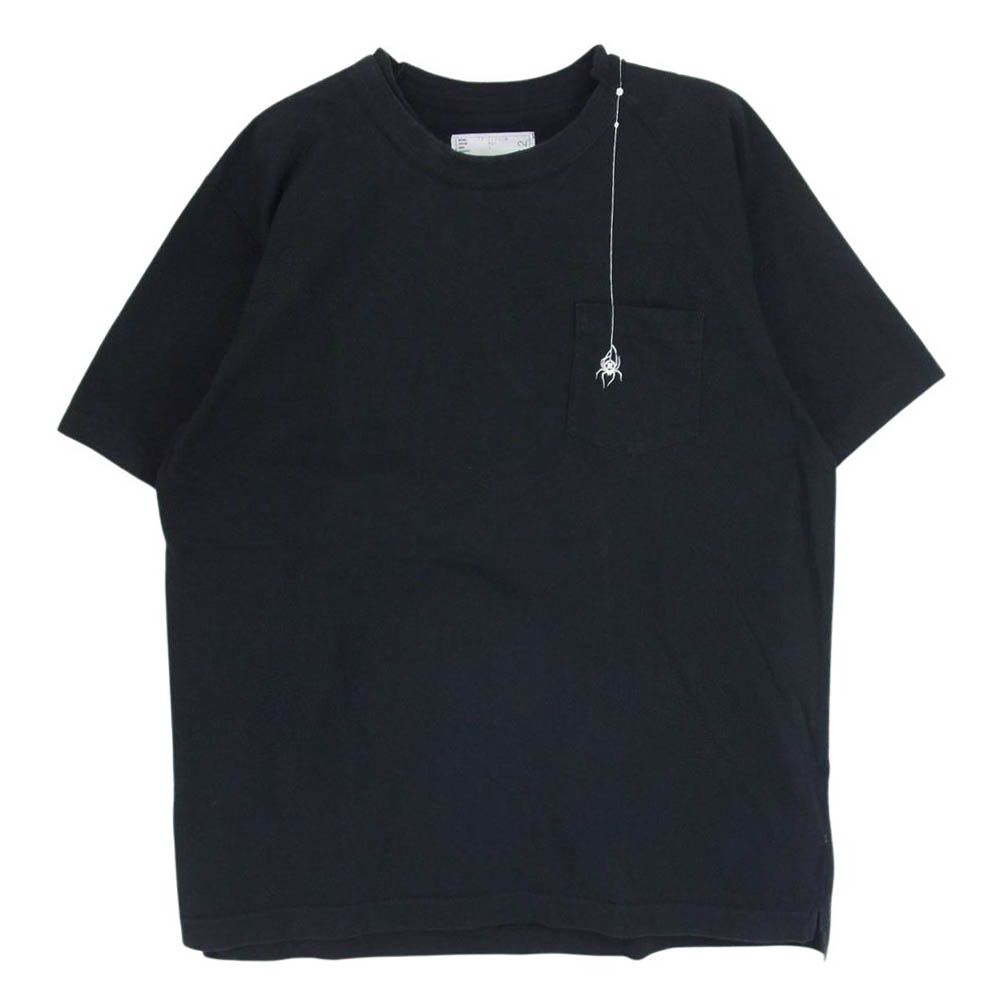sacai ×dr.woo 19-01962M Tシャツ ブラック サイズ3 Sacai サカイ 19SS 19-01962M dr.woo ドクターウー 蜘蛛 刺繍 半袖